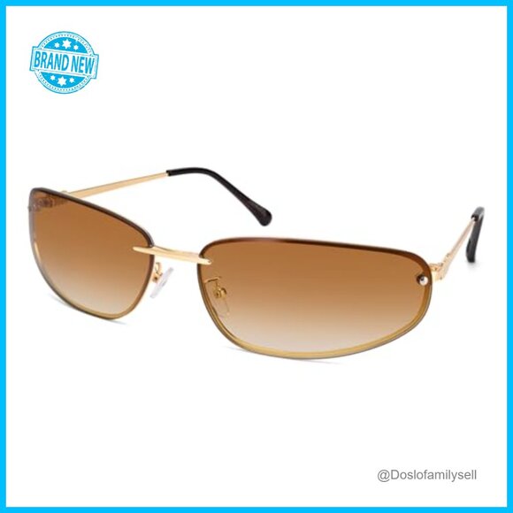 Y2K Wrap Around Sunglasses Metal Frame Retro Futuristic Fashion Shades main image 6